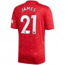 Maillot Manchester United NO.21 James Domicile 2020 2021 Rouge Pas Cher