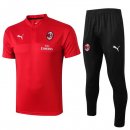 Polo Ensemble Complet AC Milan 2019 2020 Rouge Noir Pas Cher