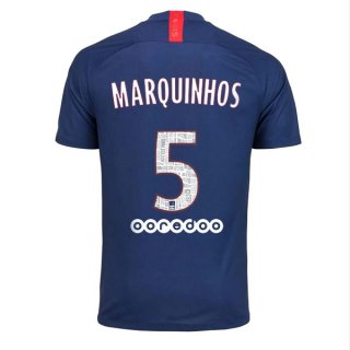 Maillot Paris Saint Germain NO.5 Marquinhos Domicile 2019 2020 Bleu Pas Cher