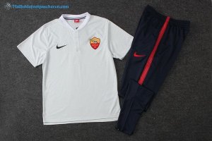 Polo As Roma Ensemble Complet 2017 2018 Blanc Pas Cher