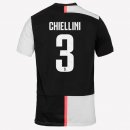 Maillot Juventus NO.3 Chiellini Domicile 2019 2020 Blanc Noir Pas Cher