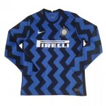 Thailande Maillot Inter Milan Domicile ML 2020 2021 Bleu Pas Cher