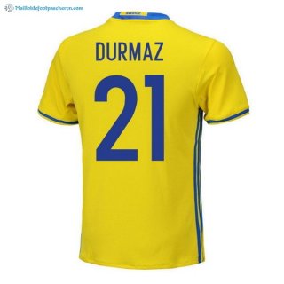 Maillot Sweden Domicile Durmaz 2018 Jaune Pas Cher