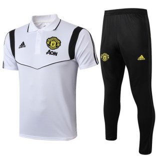 Polo Manchester United Ensemble Complet 2019 2020 Blanc Noir Pas Cher