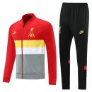 Survetement Liverpool 2021 2022 Rouge Jaune Gris Pas Cher