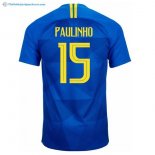 Maillot Brésil Exterieur Paulinho 2018 Bleu Pas Cher