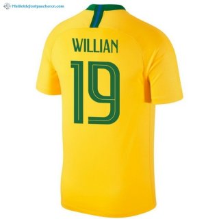 Maillot Brésil Domicile Willian 2018 Jaune Pas Cher