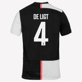 Maillot Juventus NO.4 De Ligt Domicile 2019 2020 Blanc Noir Pas Cher