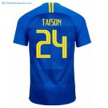 Maillot Brésil Exterieur Taison 2018 Bleu Pas Cher