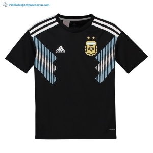 Maillot Argentine Exterieur Enfant Ensemble 2018 Noir Bleu Pas Cher