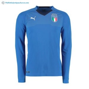 Maillot Italie Domicile Manga Larga 2018 Bleu Pas Cher