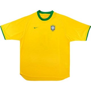 Thailande Maillot Brésil Domicile Retro 2000 Jaune Pas Cher