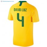 Maillot Brésil Domicile David Luiz 2018 Jaune Pas Cher
