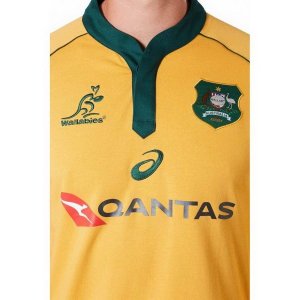 Maillot Australie Domicile ML 2018 Jaune Pas Cher