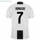 Maillot Juventus Domicile Ronaldo 2018 2019 Blanc Noir Pas Cher