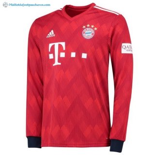 Maillot Bayern Munich Domicile ML 2018 2019 Rouge Pas Cher