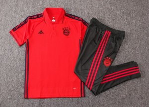 Polo Ensemble Complet Bayern Munich 2019 2020 Rouge Gris Pas Cher