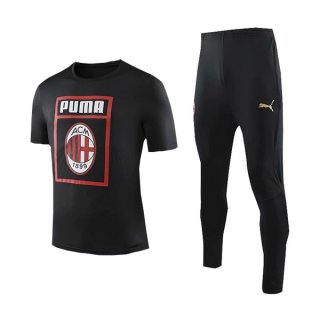 Entrainement AC Milan Ensemble Complet 2019 2020 Noir Rouge Pas Cher