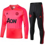 Survetement Manchester United 2018 2019 Rouge Clair Noir Pas Cher