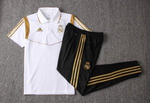 Polo Real Madrid Ensemble Complet 2019 2020 Noir Blanc Or Pas Cher