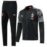 Survetement AC Milan 2018 2019 Noir Gris Pas Cher