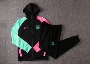 Sweat Shirt Capuche Barcelona 2020 2021 Noir Vert Rose Pas Cher