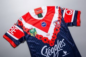 Maillot Sydney Roosters Anzac 2018 Bleu Pas Cher