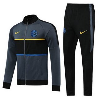 Survetement Inter Milan 2020 2021 Noir Gris Pas Cher