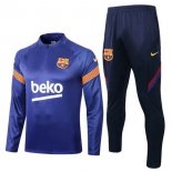 Survetement Barcelona 2020 2021 Bleu Orange Pas Cher