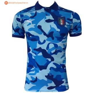 Polo Italie 2017 Bleu Clair Pas Cher