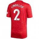 Maillot Manchester United NO.2 Lindelof Domicile 2020 2021 Rouge Pas Cher