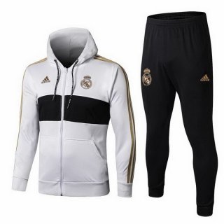 Survetement Real Madrid 2019 2020 Blanc Jaune Negro Pas Cher