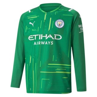 Thailande Maillot Manchester City Gardien ML 2021 2022 Vert Pas Cher