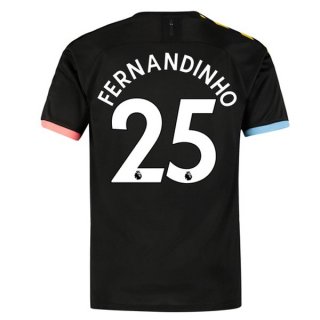 Maillot Manchester City NO.25 Fernandinho Exterieur 2019 2020 Noir Pas Cher