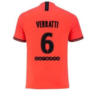 JORDAN Maillot Paris Saint Germain NO.6 Verratti Exterieur 2019 2020 Orange Pas Cher