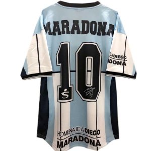 Maillot Argentine NO.10 Maradona Domicile Retro 2001 Bleu Pas Cher