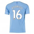 Maillot Manchester City NO.16 Rodrigo Domicile 2019 2020 Bleu Pas Cher