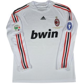Maillot AC Milan Exterieur ML Retro 2008/09 Blanc Pas Cher Maillot AC Milan Exterieur ML Retro 2008/09 Blanc Pas Cher