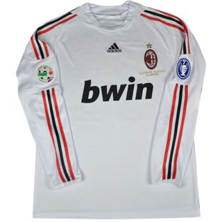 Maillot AC Milan Exterieur ML Retro 2008/09 Blanc Pas Cher