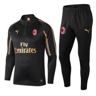 Survetement Enfant AC Milan 2018 2019 Noir Oro Pas Cher