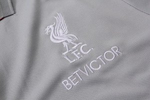 Polo Ensemble Complet Liverpool 2018 2019 Gris Noir Pas Cher