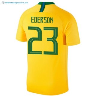 Maillot Brésil Domicile ederson 2018 Jaune Pas Cher