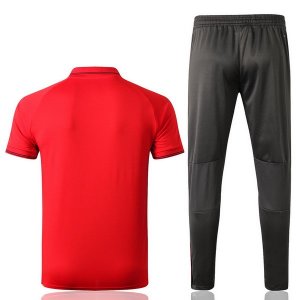 Polo Ensemble Complet Bayern Munich 2019 2020 Rouge Gris Pas Cher