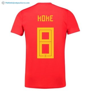 Maillot Espagne Domicile Koke 2018 Rouge Pas Cher