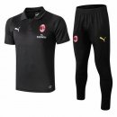 Polo Ensemble Complet AC Milan 2018 2019 Noir Pas Cher