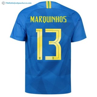 Maillot Brésil Exterieur Marquinhos 2018 Bleu Pas Cher