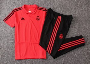 Polo Ensemble Complet Real Madrid 2018 2019 Rouge Noir Pas Cher