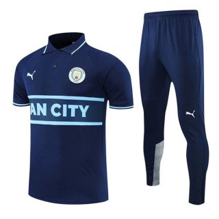 Polo Manchester City Ensemble Complet 2022 2023 Bleu Marine