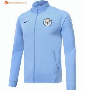 Survetement Manchester City 2017 2018 Bleu Clair Noir Pas Cher