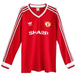 Maillot Manchester United Domicile ML Retro 1986 Rouge Pas Cher